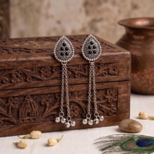 Midnight Oxidised Drop Earrings