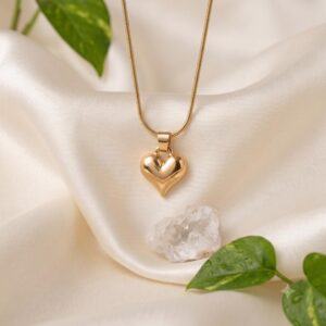 Golden Puffy Heart Necklace
